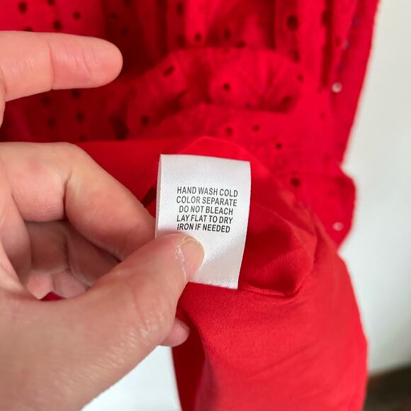 Saints & Hearts Eyelet Tiered Peplum Tank Top Red Size S - Picture 9 of 9